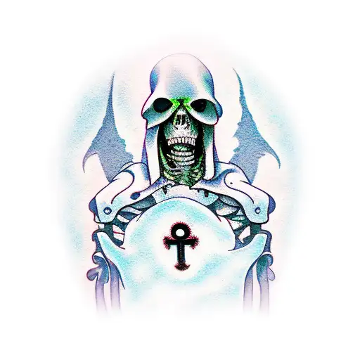 reaper with cemetery background  tattoo design idea