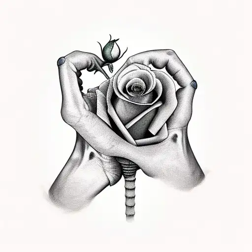 Skeleton Hand Holding Rose Tattoo Digital Art by Sayhaa Ellie - Pixels