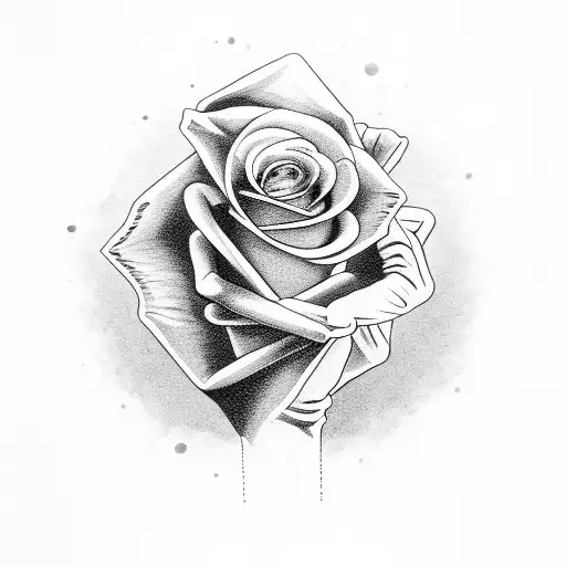 skeleton hand holding a rose  tattoo design idea