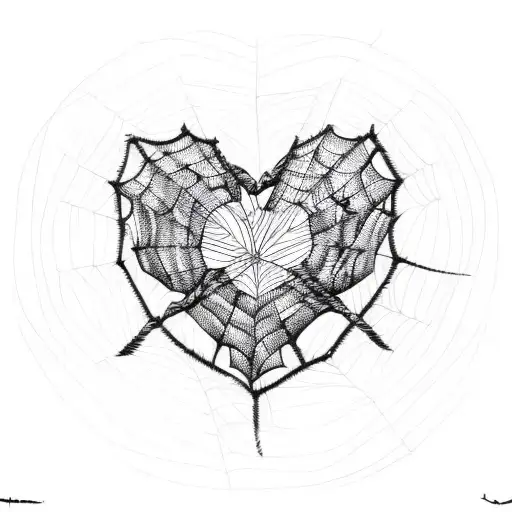 heart spider web tattoo design idea