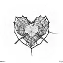 heart spider web tattoo design idea