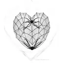 heart spider web tattoo design idea
