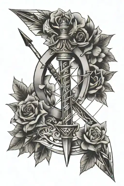 bow arrows tattoo design idea