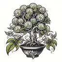 money tree growing tattoo design idea