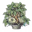 money tree growing tattoo design idea