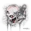 zombie crawling out of grave tattoo design idea