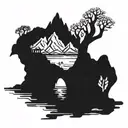 I was thinking, something maybe to do with hiking/caving/swimming/polar plunging, etc, like a cave behind a lake with so tattoo design idea