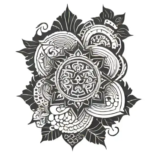 A bold blackwork tattoo inspired by traditional Philippine tattoo patterns, with subtle hints of anti-government symbolism tattoo design idea