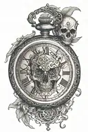 memento mori, icaro, broken watch, lucifer's tear, tattoo design idea