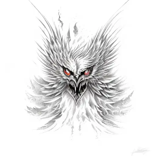 A fearless phoenix rising from the ashes, representing 'no fear' tattoo design idea