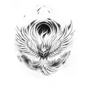 A fearless phoenix rising from the ashes, representing 'no fear' tattoo design idea