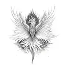 A fearless phoenix rising from the ashes, representing 'no fear' tattoo design idea