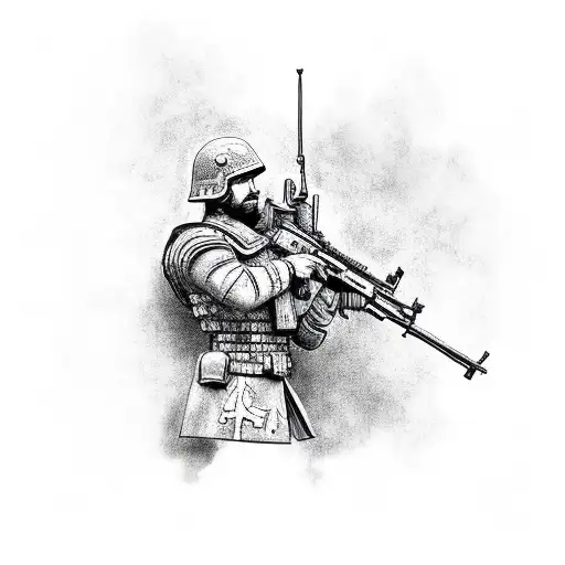 kneeling soldier  tattoo design idea