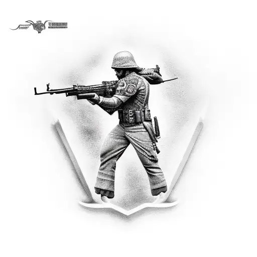 kneeling soldier praying  tattoo design idea