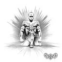 kneeling soldier praying  tattoo design idea