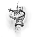 kneeling soldier praying  tattoo design idea