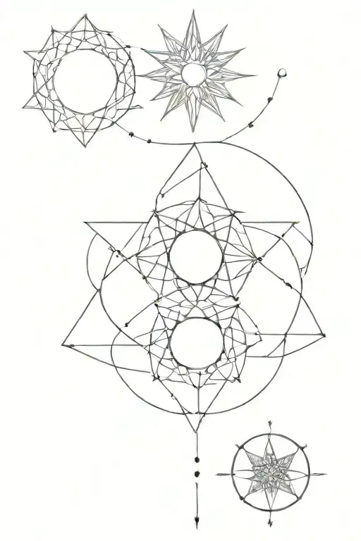 phases of a total solar eclipse with flower of life in center during totality  tattoo design idea