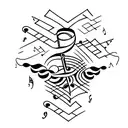 Music,guitar bass, libra, fashion tattoo design idea