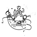 Music,guitar bass, libra, fashion tattoo design idea