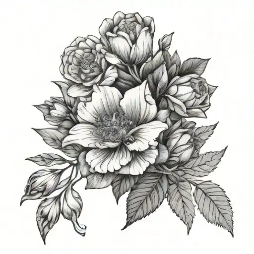 July January February June birth flowers tattoo design idea
