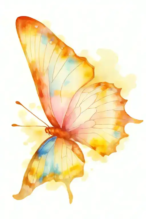 one rainbow butterfly one pink and blue butterfly tattoo design idea