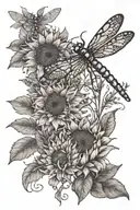 full color,sunflowers, lavender, dragonfly tattoo design idea