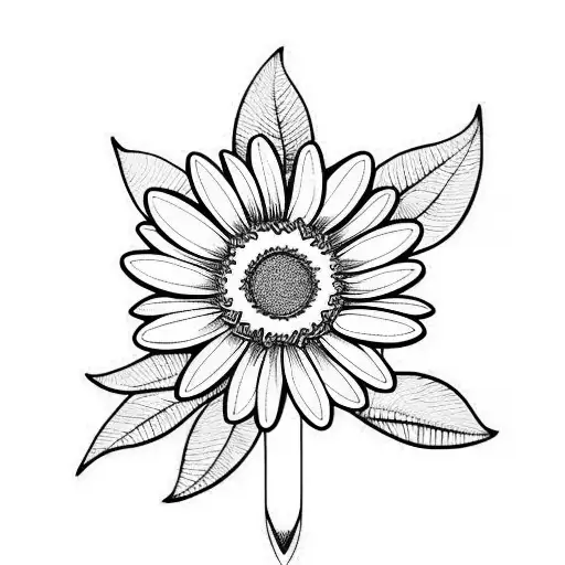 a Daisy with laurel wreath tattoo design idea