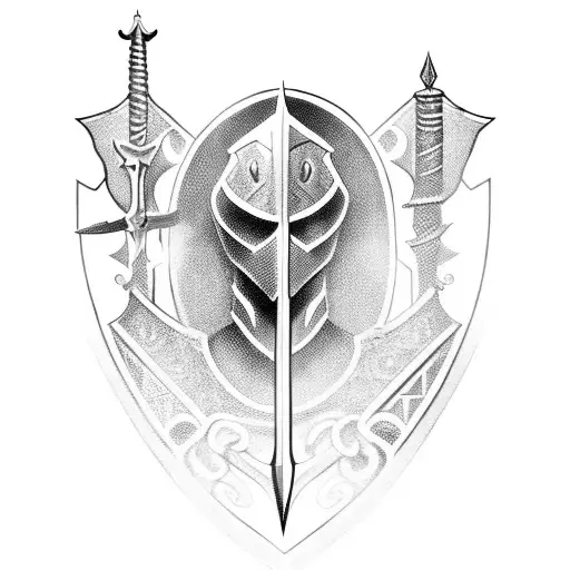 knight kneeling with sword tattoo design idea
