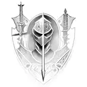 knight kneeling with sword tattoo design idea