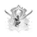 knight kneeling with sword tattoo design idea