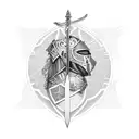 knight kneeling with sword tattoo design idea