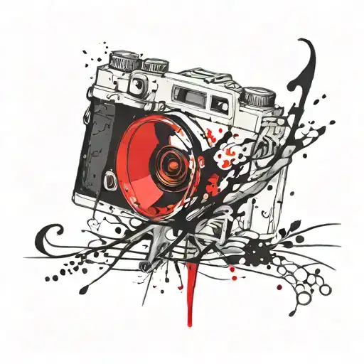 Camera that captures a beautiful nature scene inspired tattoo design idea