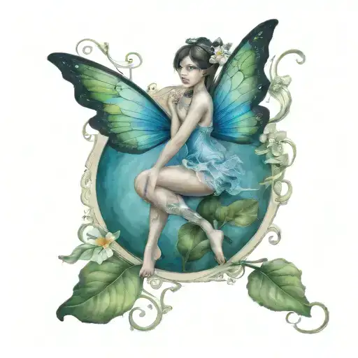 fairie on lillie pad tattoo design idea