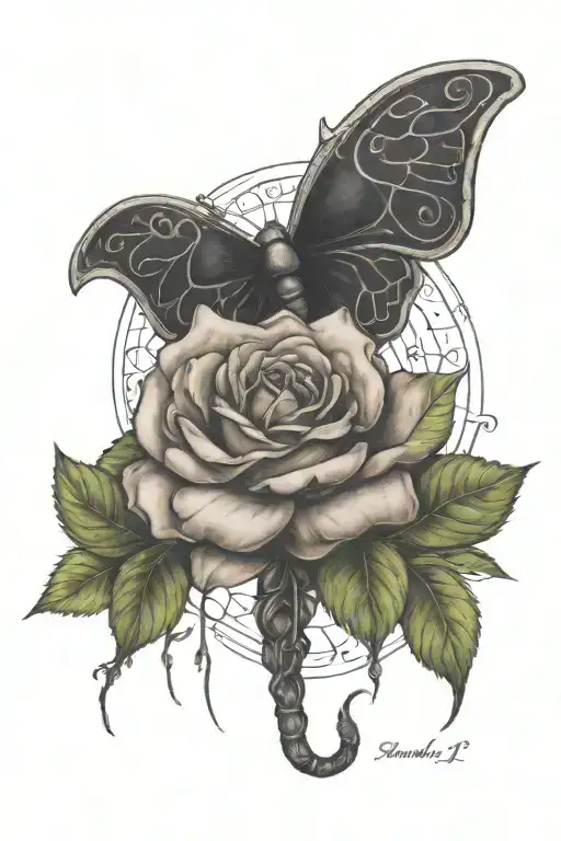 A mix of Celtic and English rose designs with a hidden Scorpio constellation, symbolizing the client's diverse heritage and zodiac sign tattoo design idea