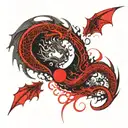 dragons interwined to make a yin yang symbol tattoo design idea