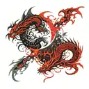 dragons interwined to make a yin yang symbol tattoo design idea