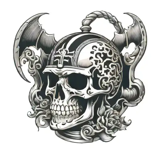 racing helmet with skelton hand   tattoo design idea