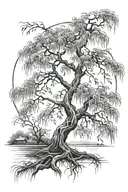weeping willow tree tattoo design idea