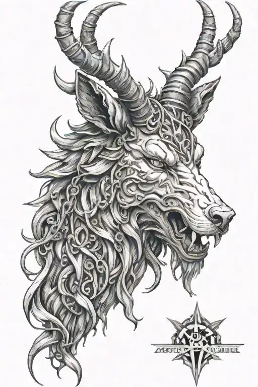 baphomet fenrir chain  tattoo design idea