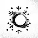 moon with small snowflake around tattoo design idea