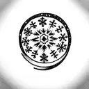moon with small snowflake around tattoo design idea