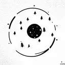 moon with small snowflake around tattoo design idea