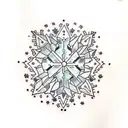moon with small snowflake around tattoo design idea