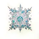 moon with small snowflake around tattoo design idea