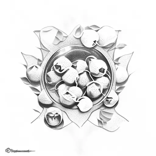 Raspberries in a transparent glass. The inscription "summer" tattoo design idea