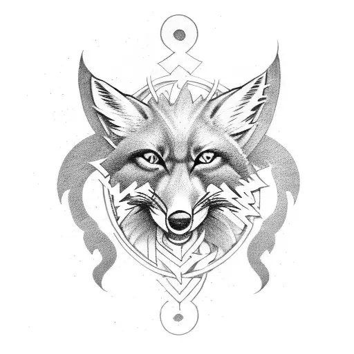 Heavy metal band logo with a fox twist tattoo design idea