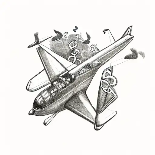 plane wing and music note tattoo design idea