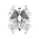 wings and music note tattoo design idea