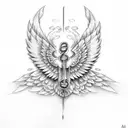 wings and music note tattoo design idea