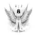 wings and music note tattoo design idea